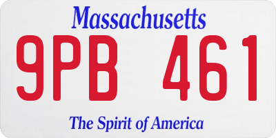 MA license plate 9PB461