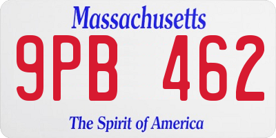 MA license plate 9PB462