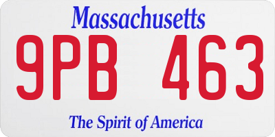 MA license plate 9PB463