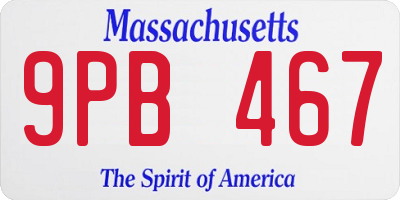 MA license plate 9PB467