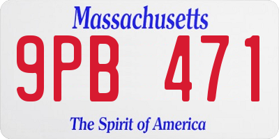MA license plate 9PB471