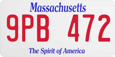 MA license plate 9PB472