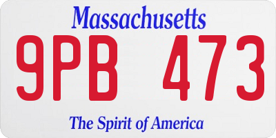 MA license plate 9PB473