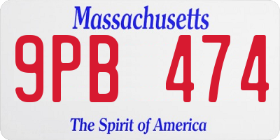 MA license plate 9PB474