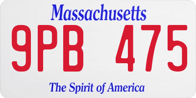 MA license plate 9PB475