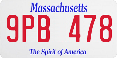 MA license plate 9PB478