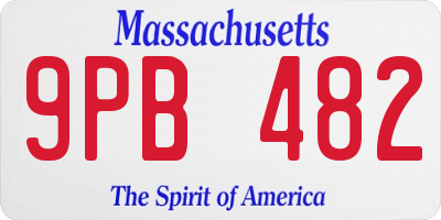 MA license plate 9PB482