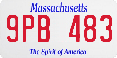 MA license plate 9PB483