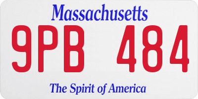 MA license plate 9PB484