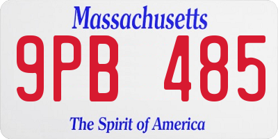 MA license plate 9PB485