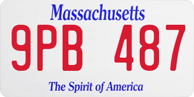 MA license plate 9PB487