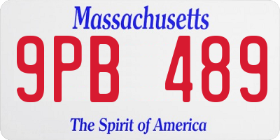 MA license plate 9PB489