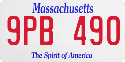 MA license plate 9PB490