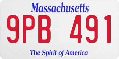 MA license plate 9PB491
