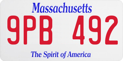 MA license plate 9PB492