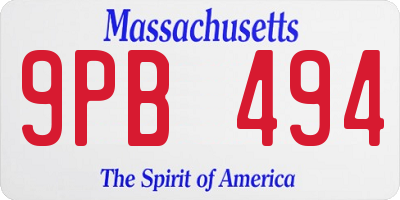 MA license plate 9PB494