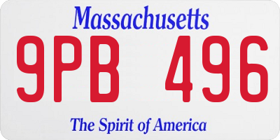 MA license plate 9PB496
