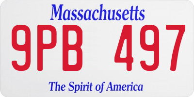 MA license plate 9PB497