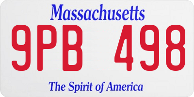 MA license plate 9PB498
