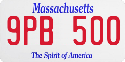 MA license plate 9PB500