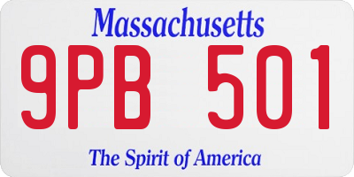 MA license plate 9PB501
