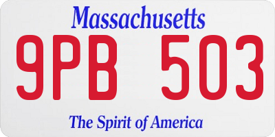 MA license plate 9PB503
