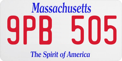 MA license plate 9PB505