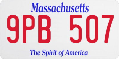 MA license plate 9PB507