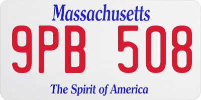 MA license plate 9PB508