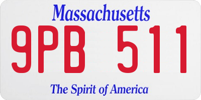 MA license plate 9PB511