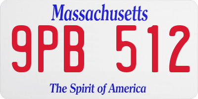 MA license plate 9PB512