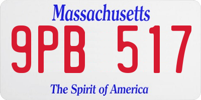 MA license plate 9PB517