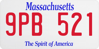 MA license plate 9PB521