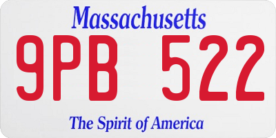 MA license plate 9PB522