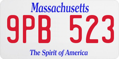 MA license plate 9PB523