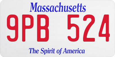 MA license plate 9PB524