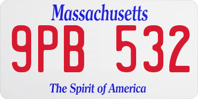 MA license plate 9PB532