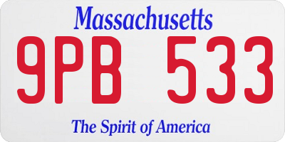 MA license plate 9PB533