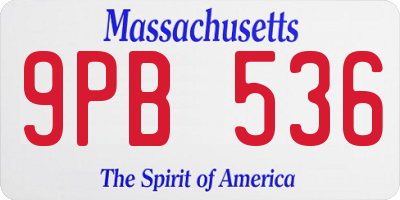 MA license plate 9PB536