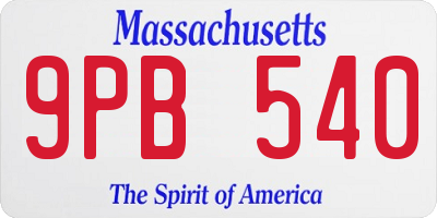MA license plate 9PB540