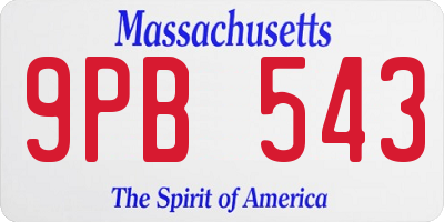 MA license plate 9PB543