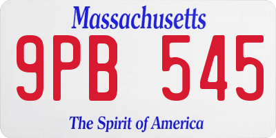 MA license plate 9PB545