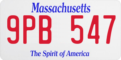 MA license plate 9PB547