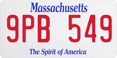MA license plate 9PB549