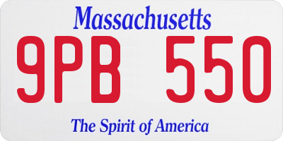 MA license plate 9PB550