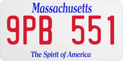 MA license plate 9PB551