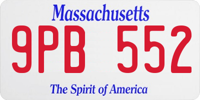 MA license plate 9PB552