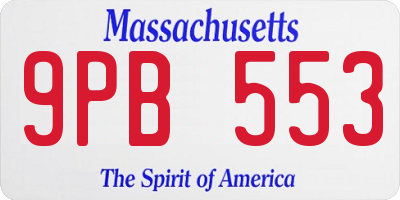 MA license plate 9PB553