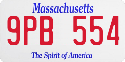 MA license plate 9PB554