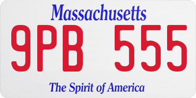 MA license plate 9PB555
